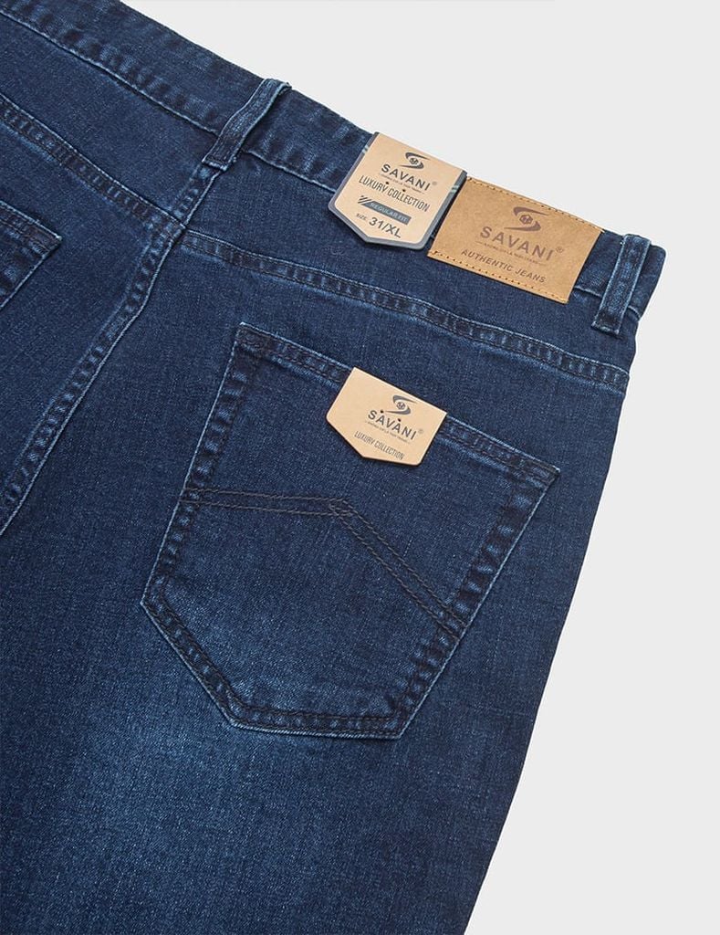 Quần short jean nam mài nhẹ ốp dây dệt trang trí