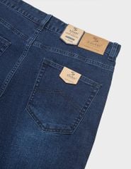 Quần short jean nam mài nhẹ ốp dây dệt trang trí