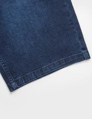 Quần short jean nam mài nhẹ ốp dây dệt trang trí