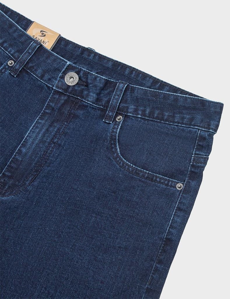Quần short jean nam mài nhẹ ốp dây dệt trang trí