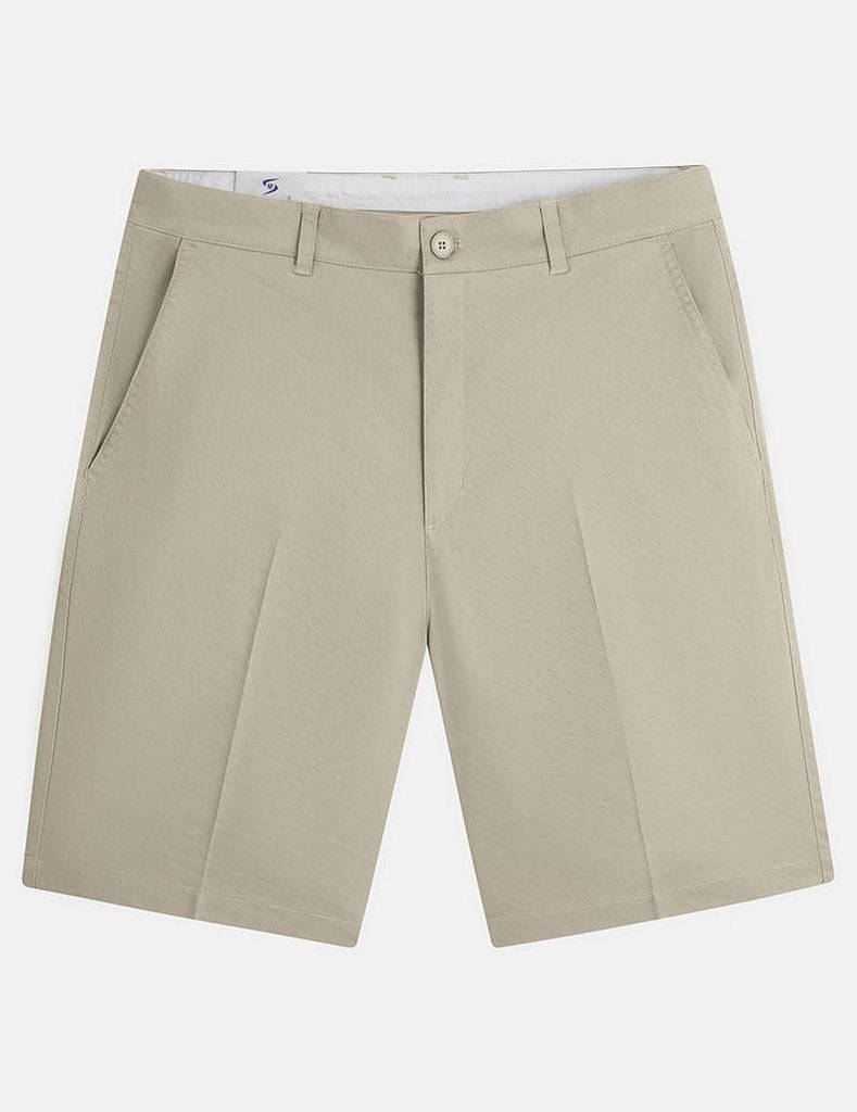 Quần short khaki nam cạp thường kẹp mác da