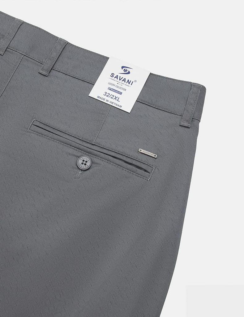 Quần short khaki nam cạp thường kẹp mác da