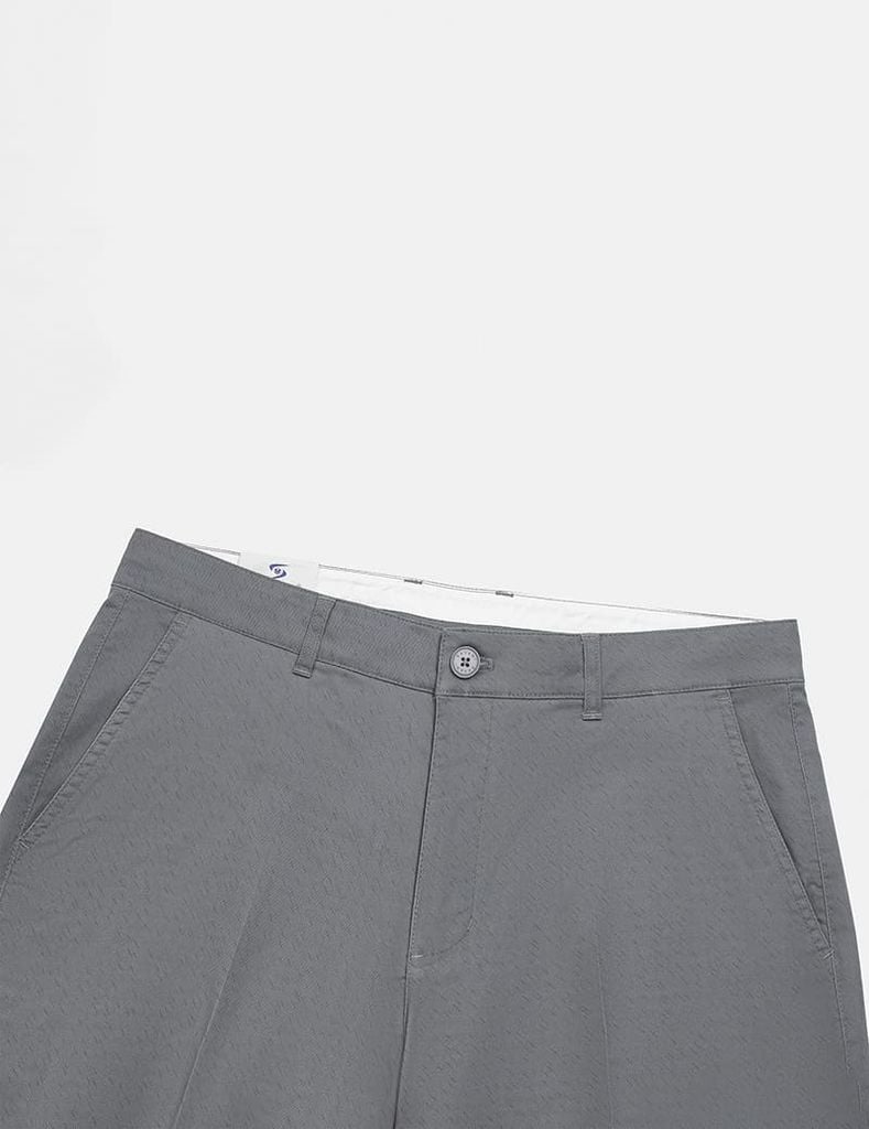 Quần short khaki nam cạp thường kẹp mác da
