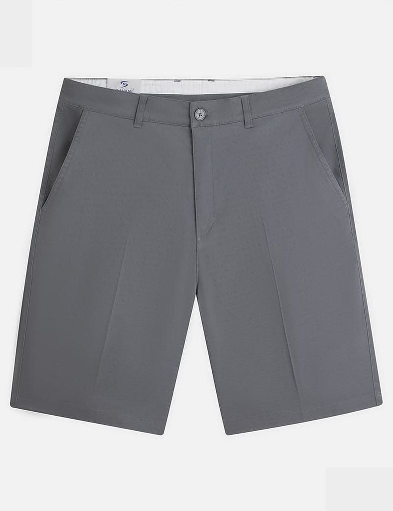 Quần short khaki nam cạp thường kẹp mác da