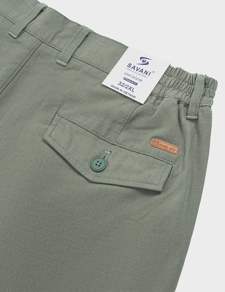 Quần short nam khaki đũi cạp chun hai bên sườn