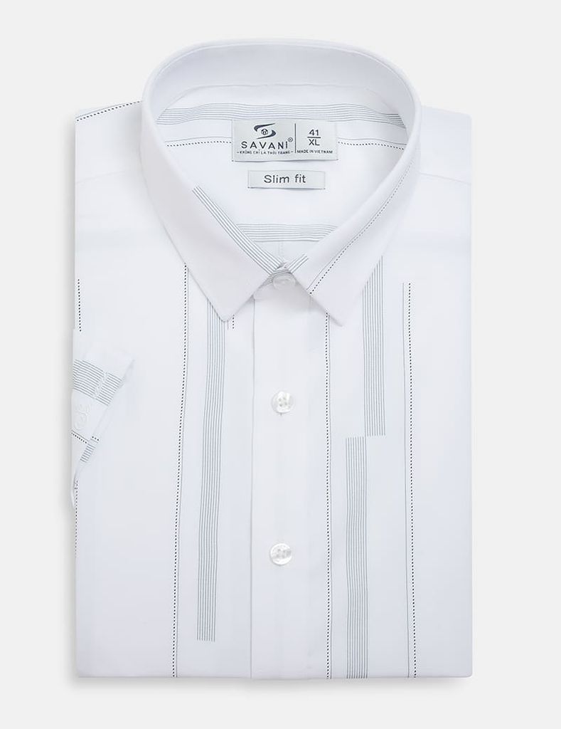 Áo sơ mi nam ngắn tay tà lượn không túi