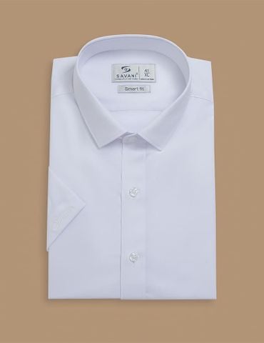 Áo sơ mi nam smart fit ngắn tay tà lượn không túi