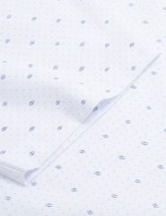Áo sơ mi trắng họa tiết ngắn tay nam tà bằng có túi