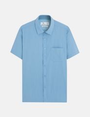 Áo sơ mi ngắn tay nam dệt jacquard tà bằng có túi