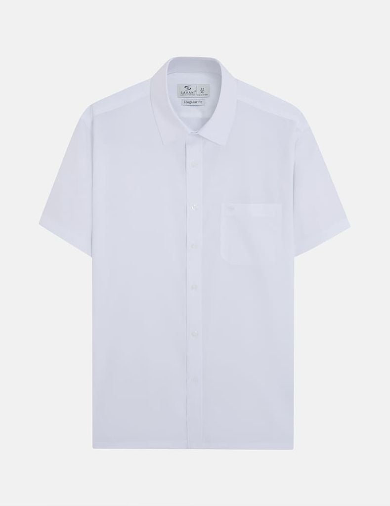 Áo sơ mi trơn nam tà bằng có túi