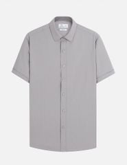 Áo sơ mi nam ngắn tay tà lượn không túi dệt jacquard