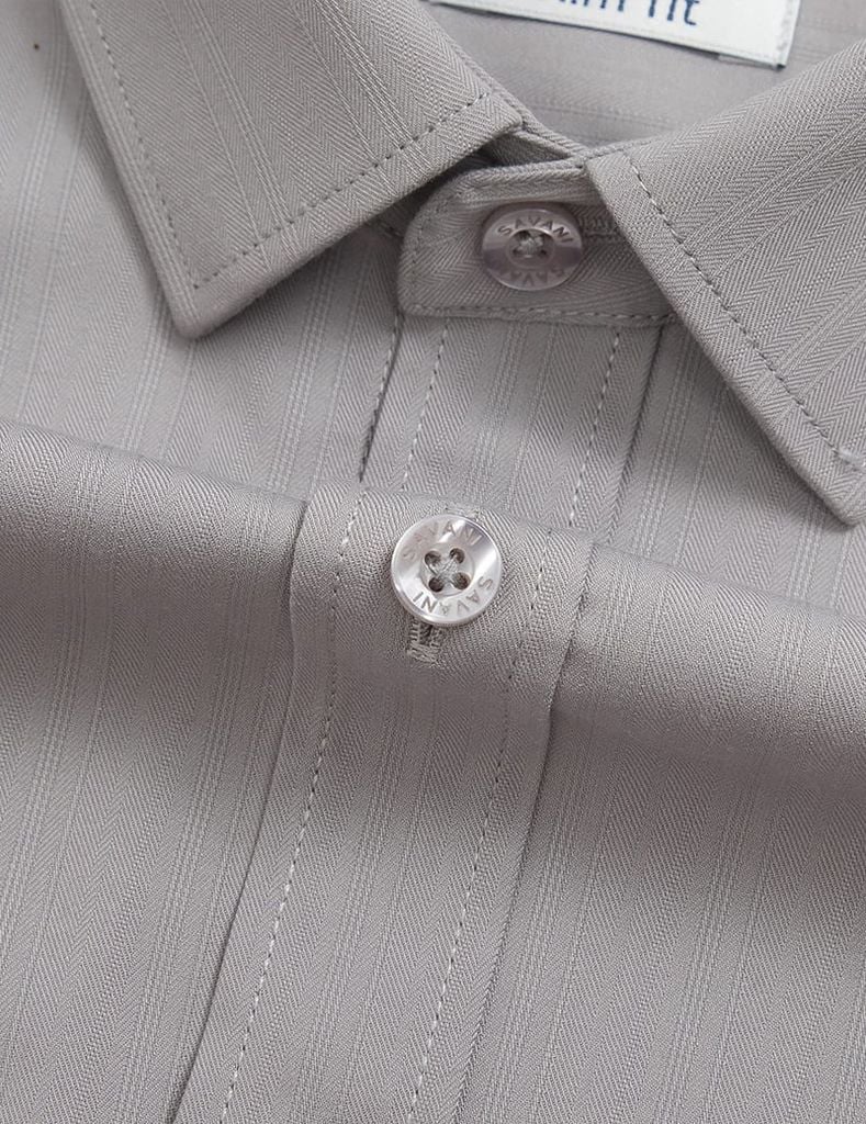 Áo sơ mi nam ngắn tay tà lượn không túi dệt jacquard