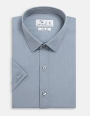 Áo sơ mi nam ngắn tay tà lượn không túi dệt jacquard