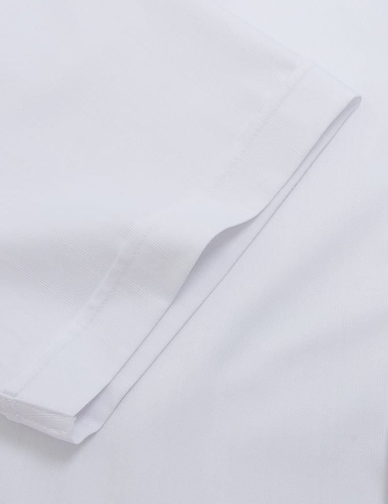 Áo sơ mi nam ngắn tay tà lượn không túi dệt jacquard