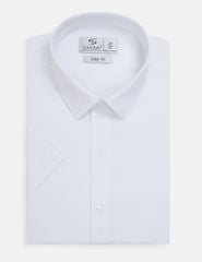 Áo sơ mi nam ngắn tay tà lượn không túi dệt jacquard