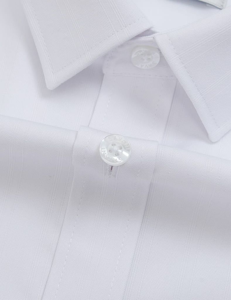 Áo sơ mi nam ngắn tay tà lượn không túi dệt jacquard