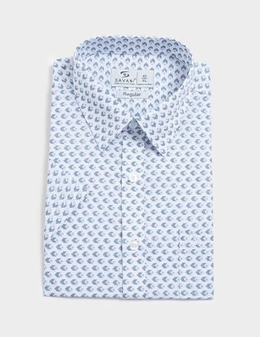 Áo sơ mi nam ngắn tay tà bằng có túi dáng rộng