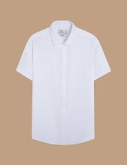 Áo sơ mi nam ngắn tay dáng ôm tà lượn không túi