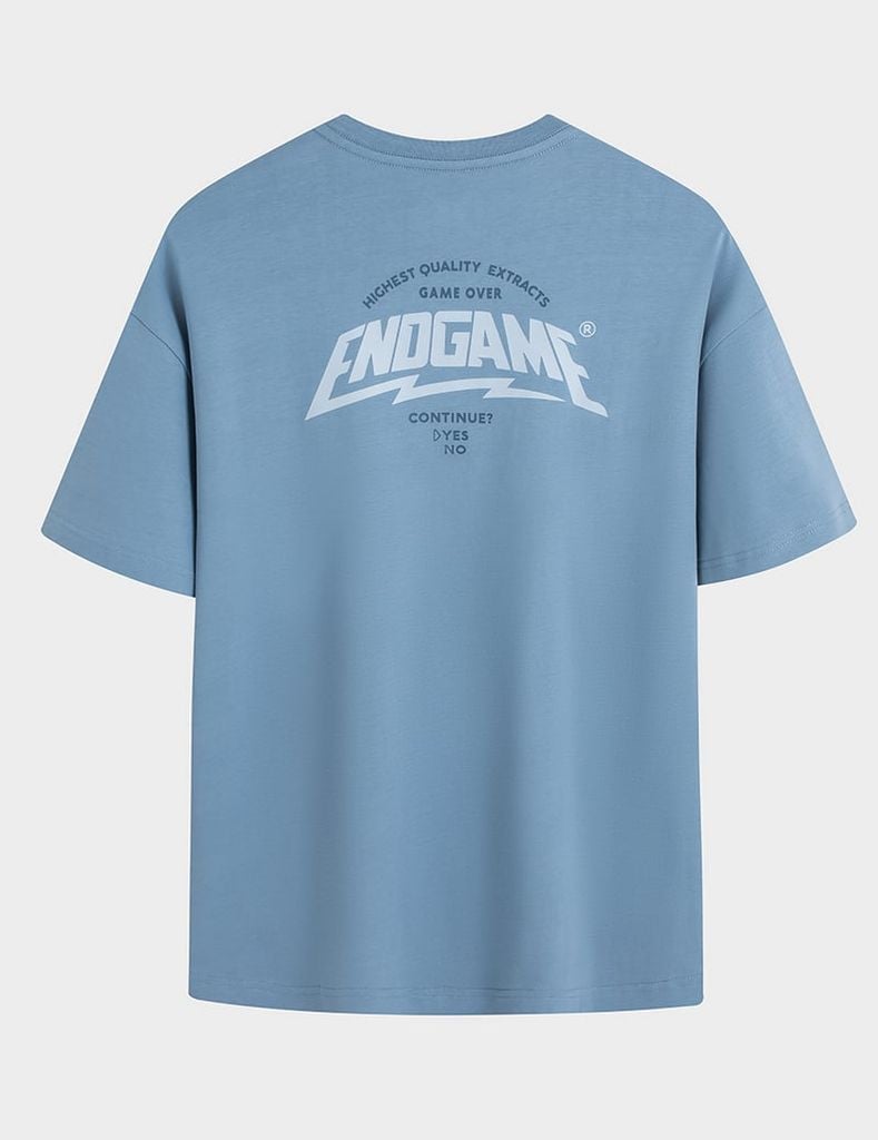 Áo T-shirt ngắn tay nam cổ tròn bo rib in cao su trước ngực