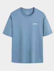 Áo T-shirt ngắn tay nam cổ tròn bo rib in cao su trước ngực