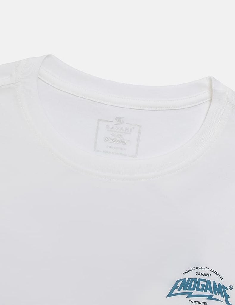 Áo T-shirt ngắn tay nam cổ tròn bo rib in cao su trước ngực