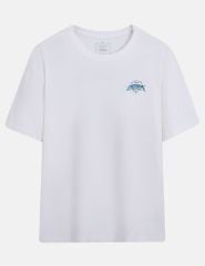 Áo T-shirt ngắn tay nam cổ tròn bo rib in cao su trước ngực