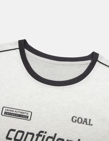 Áo t-shirt nam cổ bo rib khác màu phối vai tay