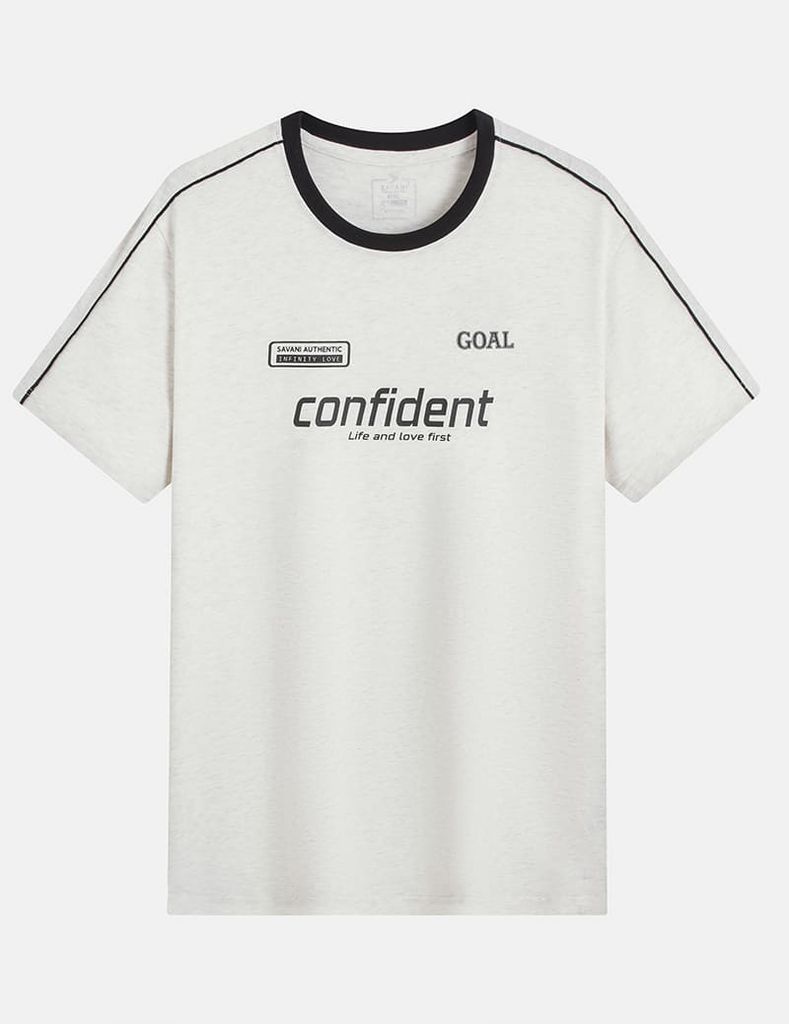 Áo t-shirt nam cổ bo rib khác màu phối vai tay