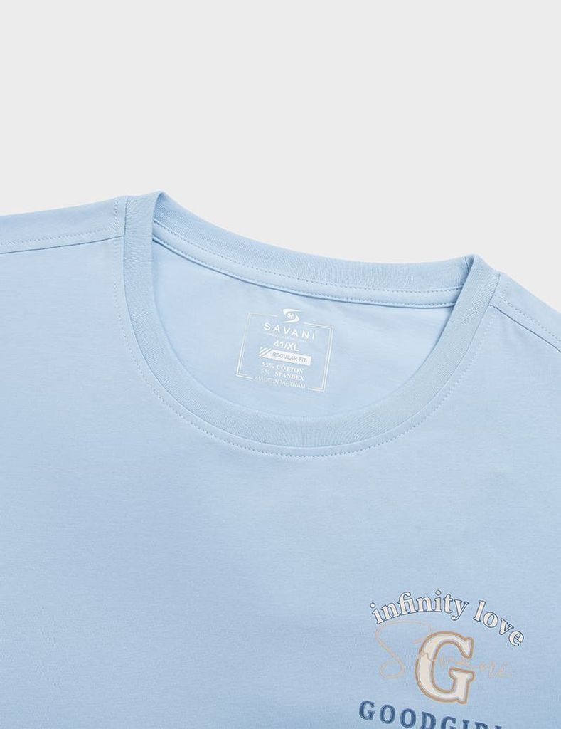 Áo t-shirt nam cổ bo rib in cao su trước ngực