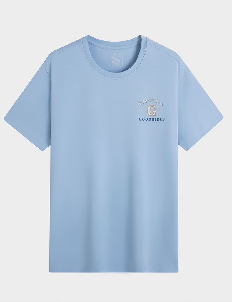 Áo t-shirt nam cổ bo rib in cao su trước ngực