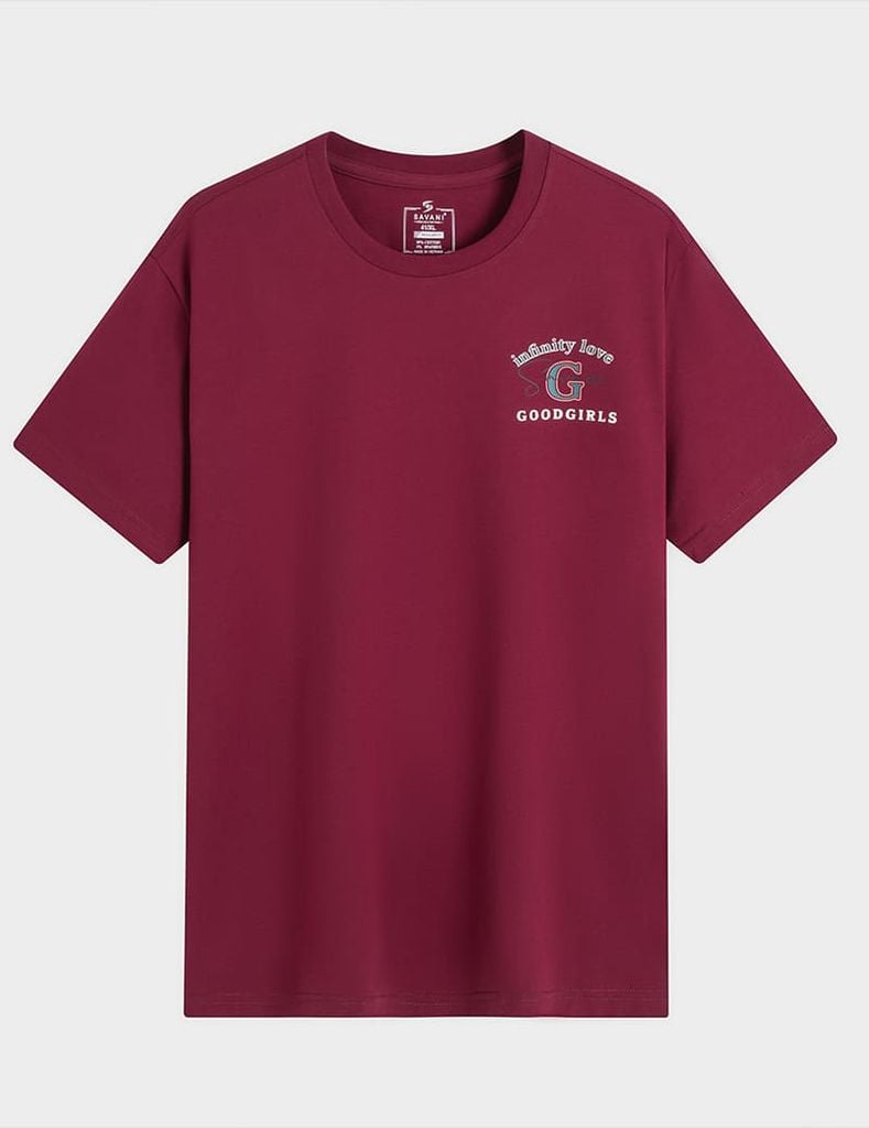 Áo t-shirt nam cổ bo rib in cao su trước ngực