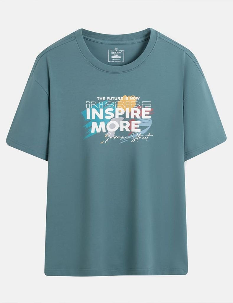 Áo T-shirt nam cổ bo vải rib hình in trước ngực