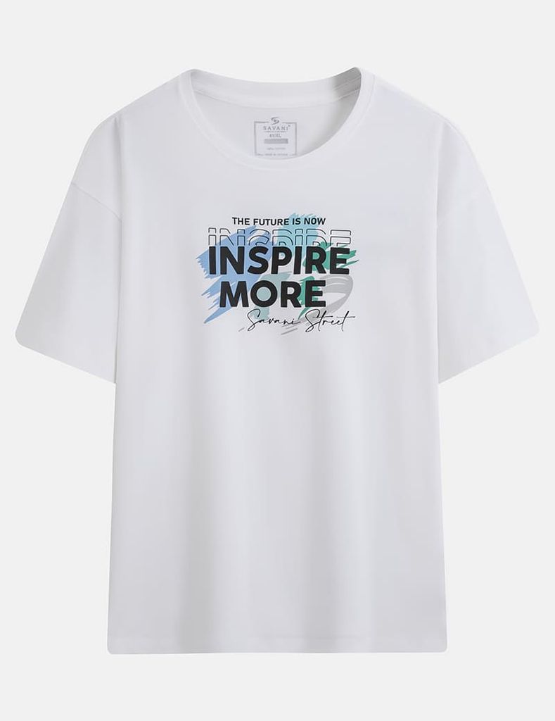 Áo T-shirt nam cổ bo vải rib hình in trước ngực