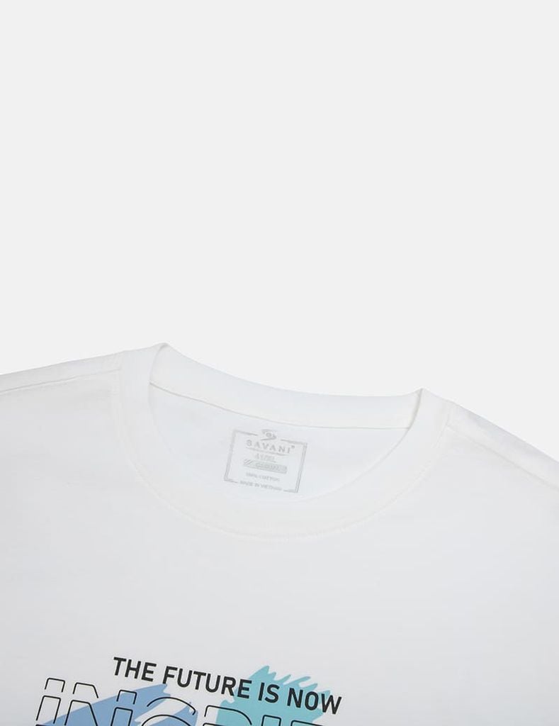 Áo T-shirt nam cổ bo vải rib hình in trước ngực