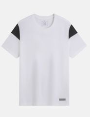 Áo t-shirt ngắn tay cổ tròn nam vai can vải phối