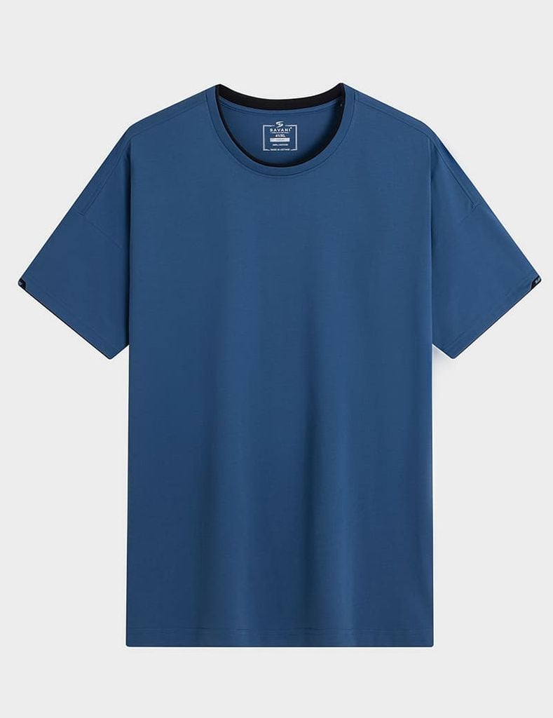 Áo T-shirt nam ngắn tay cổ tròn cổ rib phối khác màu