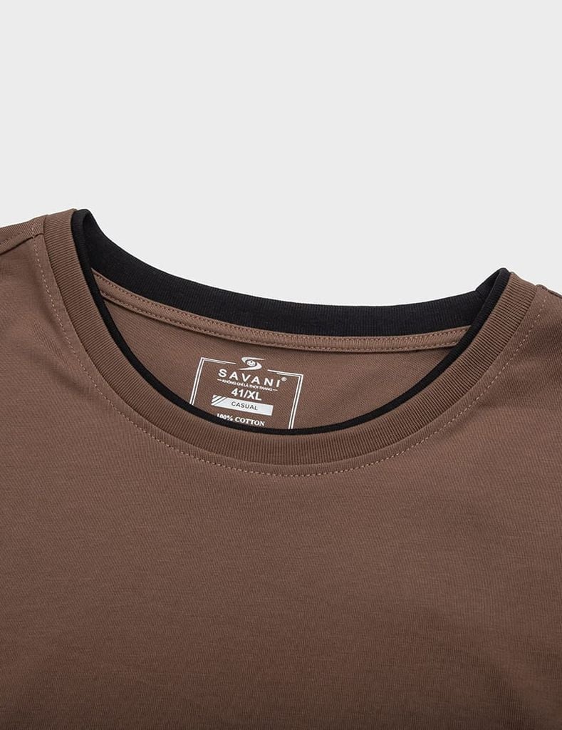 Áo T-shirt nam ngắn tay cổ tròn cổ rib phối khác màu