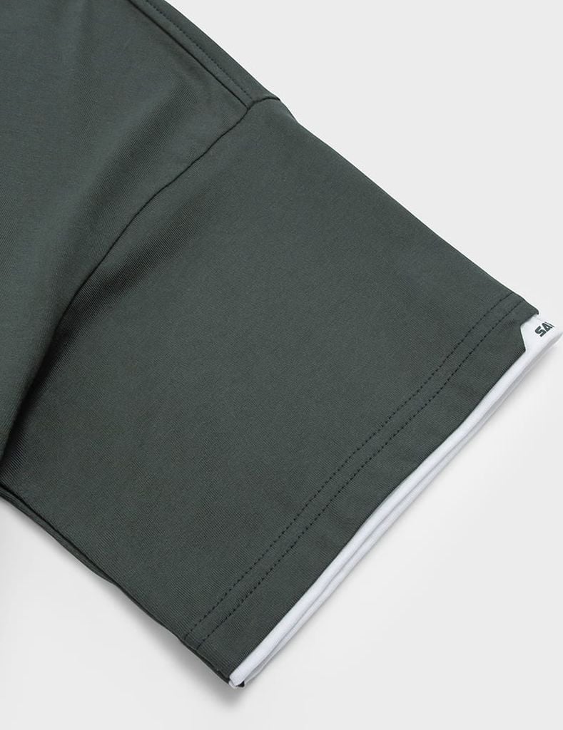 Áo T-shirt nam ngắn tay cổ tròn cổ rib phối khác màu