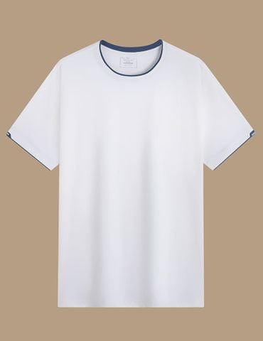 Áo T-shirt nam ngắn tay cổ tròn cổ rib phối khác màu