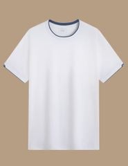 Áo T-shirt nam ngắn tay cổ tròn cổ rib phối khác màu