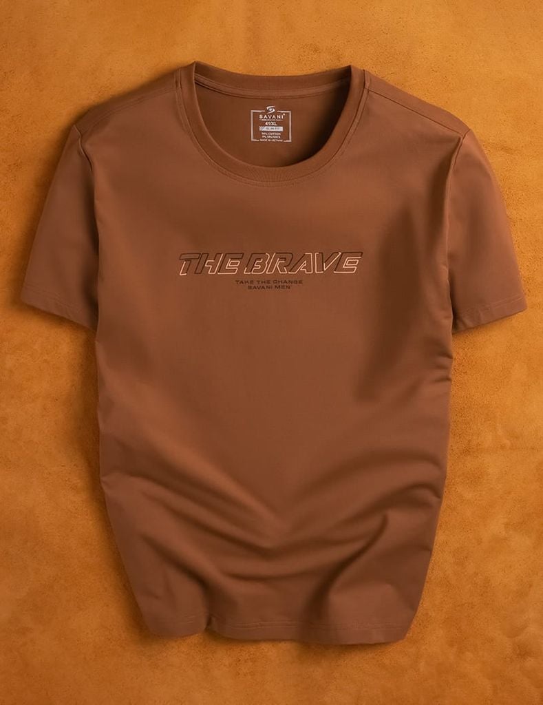 Áo T-shirt nam ngắn tay cổ tròn in mảng trước ngực