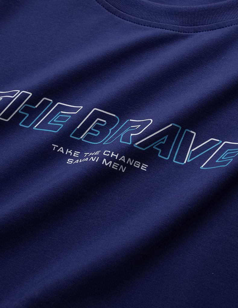 Áo T-shirt nam ngắn tay cổ tròn in mảng trước ngực