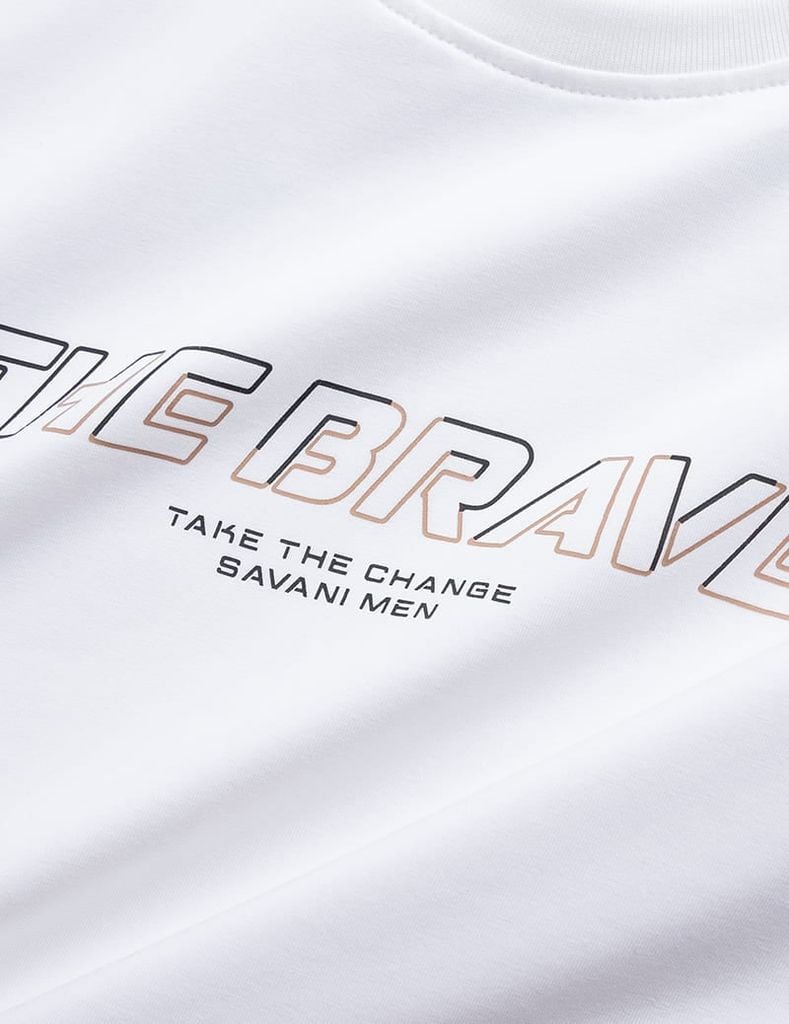 Áo T-shirt nam ngắn tay cổ tròn in mảng trước ngực