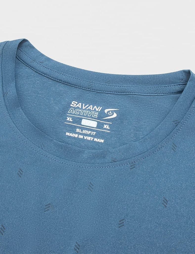 Áo T-shirt nam thể thao ngắn tay cổ tròn vải in hình đốm chéo