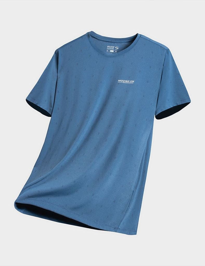 Áo T-shirt nam thể thao ngắn tay cổ tròn vải in hình đốm chéo