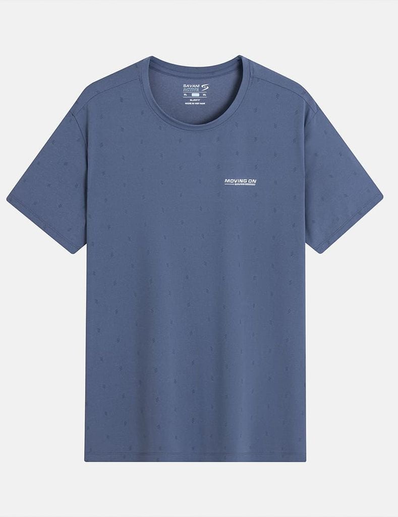 Áo T-shirt nam thể thao ngắn tay cổ tròn vải in hình đốm chéo