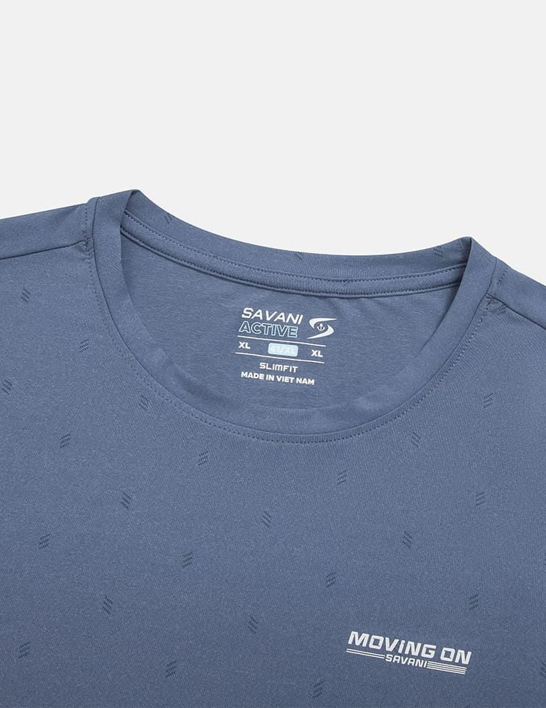 Áo T-shirt nam thể thao ngắn tay cổ tròn vải in hình đốm chéo
