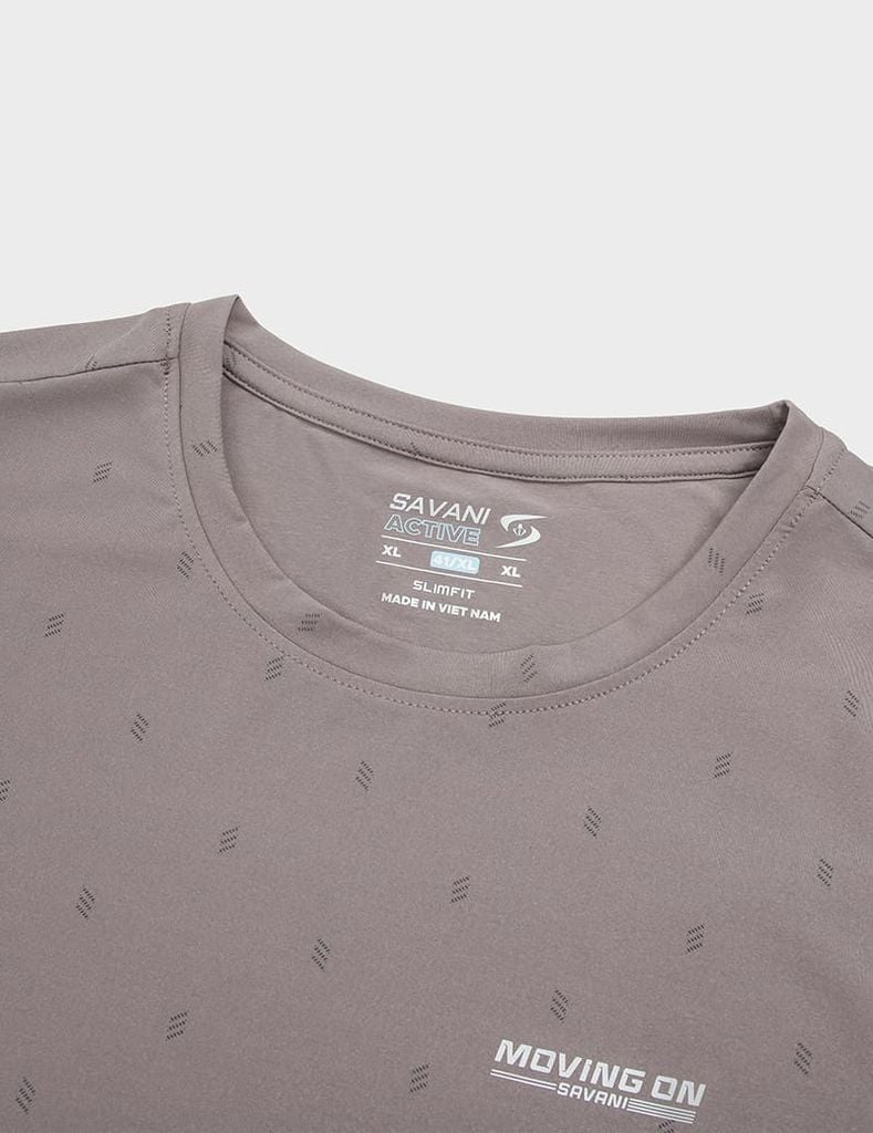 Áo T-shirt nam thể thao ngắn tay cổ tròn vải in hình đốm chéo
