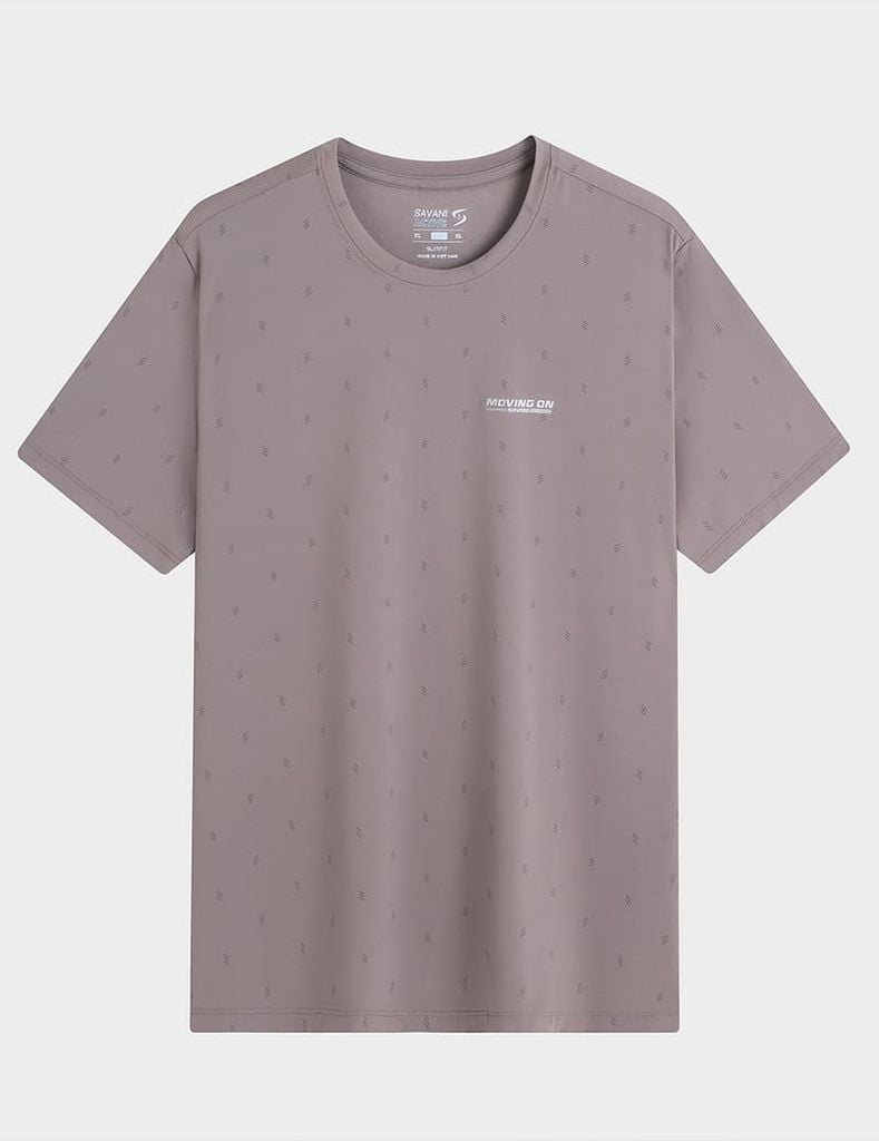 Áo T-shirt nam thể thao ngắn tay cổ tròn vải in hình đốm chéo