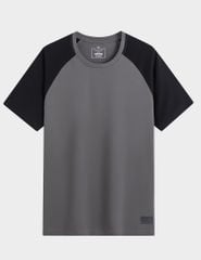 Áo thun nam cố tròn tay raglan in nhỏ gấu áo